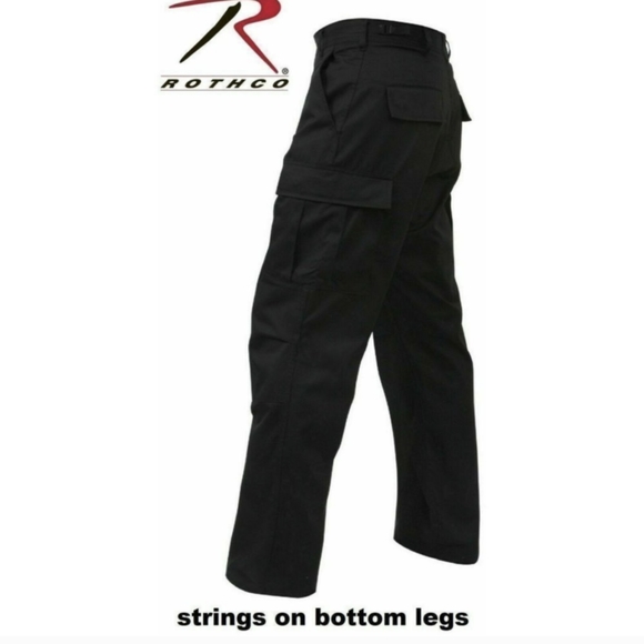 Black Police 6-Pocket Military Poly/Cotton BDU Cargo Fatigue Pants Rothco BLACK - Picture 1 of 3